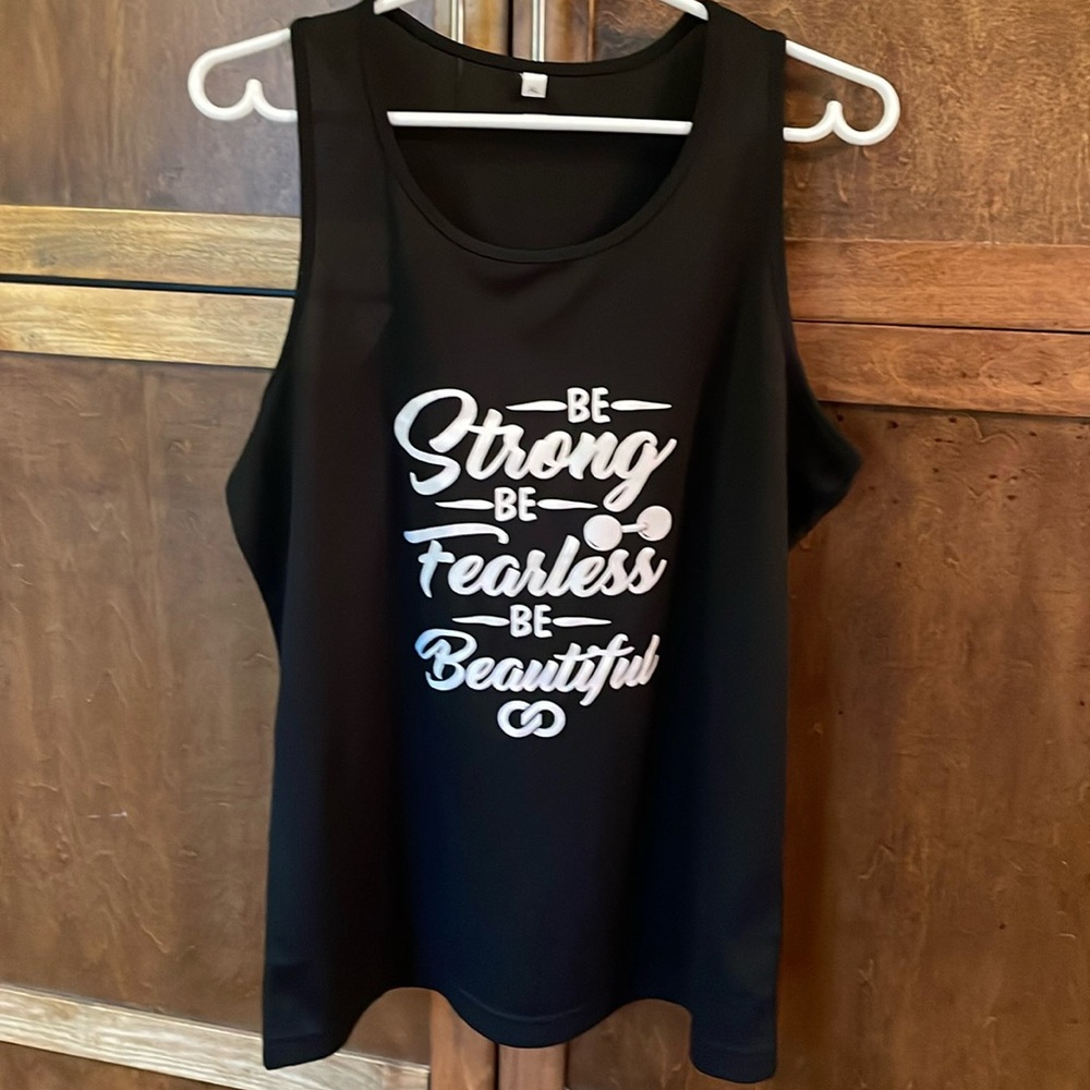 💛2/$20 Be strong Be fearless Be beautiful black racer back tank.